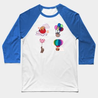 Four Balloon Sloths Baseball T-Shirt